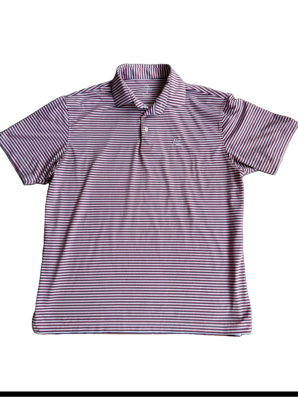 Rhoback The Spacious Skies Heather Striped Polo USA Flag Men Sz Large Multicolor